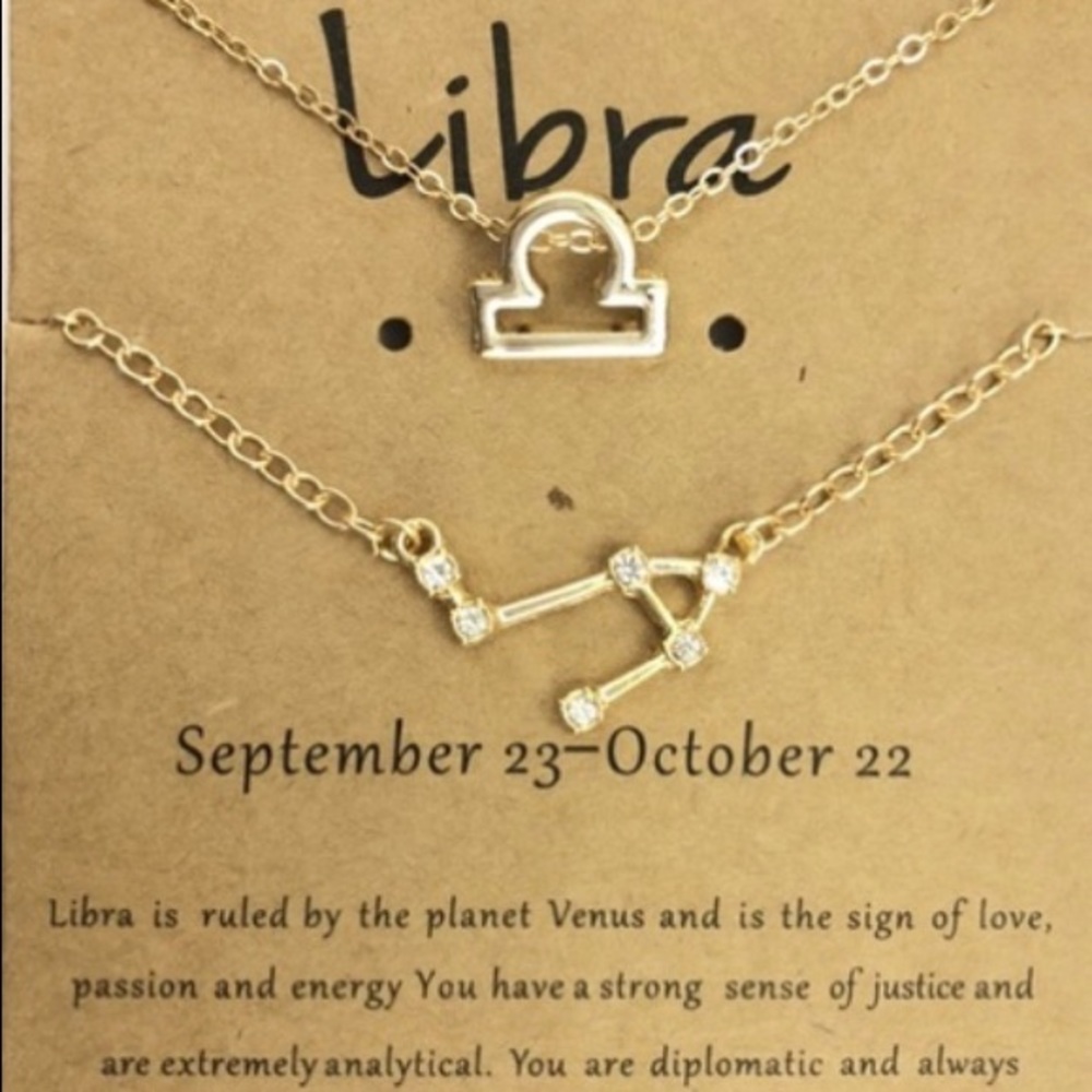 Libra ♎️ Zodiac signed Bracelet +Necklace +Card